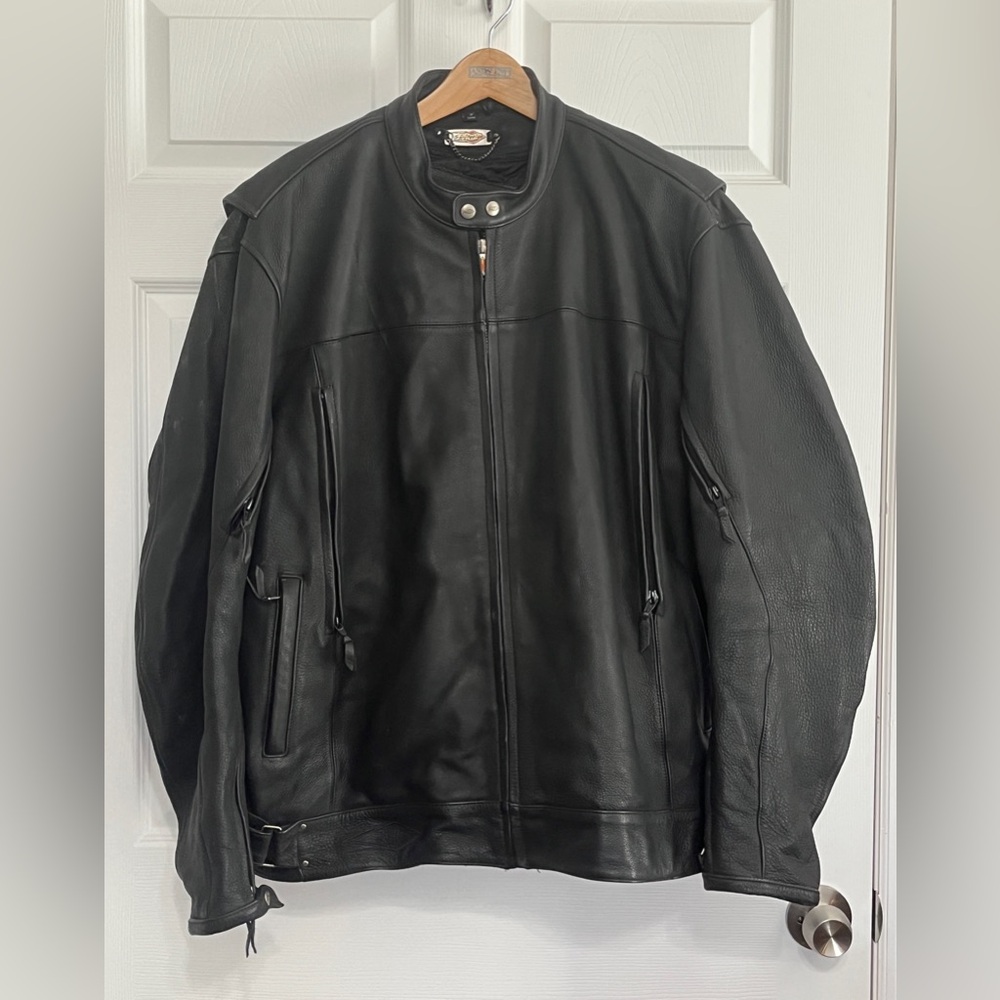 Men's Power Trip Heavy Leather Motorcycle Jacket 3XL